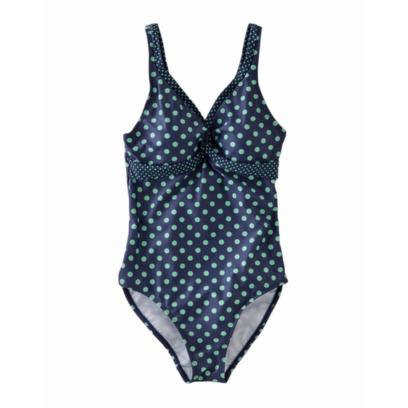 Boden Other - Boden Swimsuit One Piece Navy Teal Polka Dot Lined Size US 8